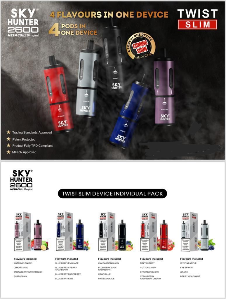 SKY Hunter 2600 4 in 1 Flavors 5 Pcs | Disposable Vape | Best Price | UK