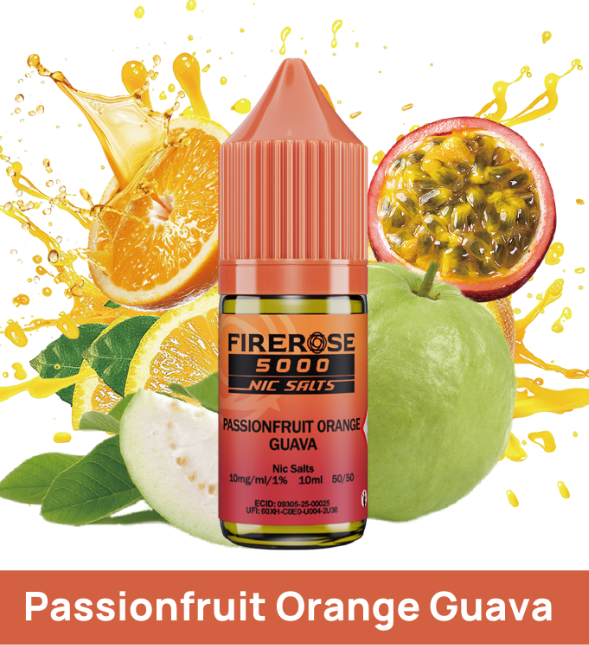 Firerose 5000 Nic Salts Passionfruit Orange Guava e-liquid