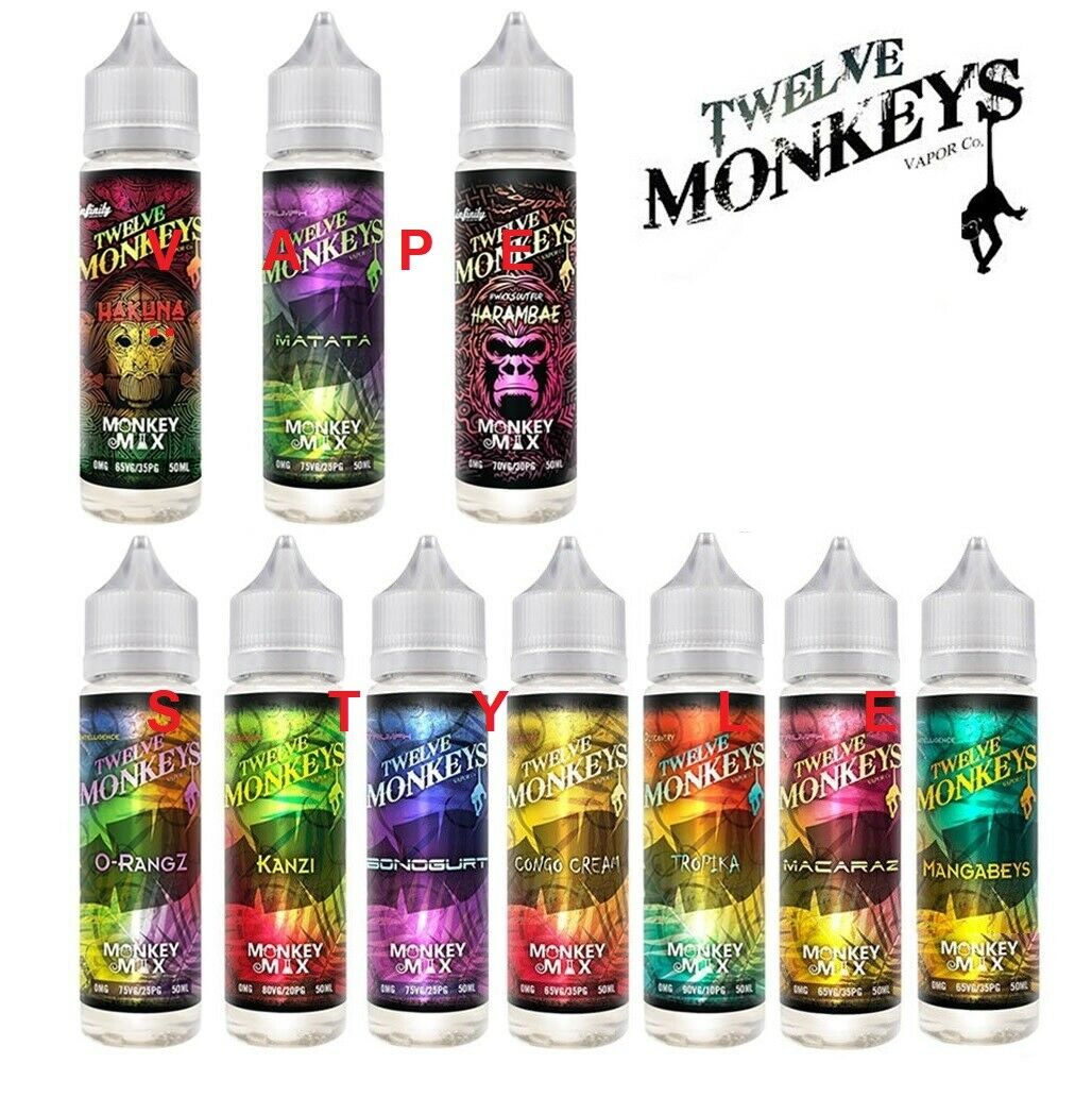 Twelve Monkeys E-Liquid 0mg (50ml) - Nicotine-Free Vaping Twelve Monkeys E-Liquid 0mg (50ml) - Nicotine-Free Vaping