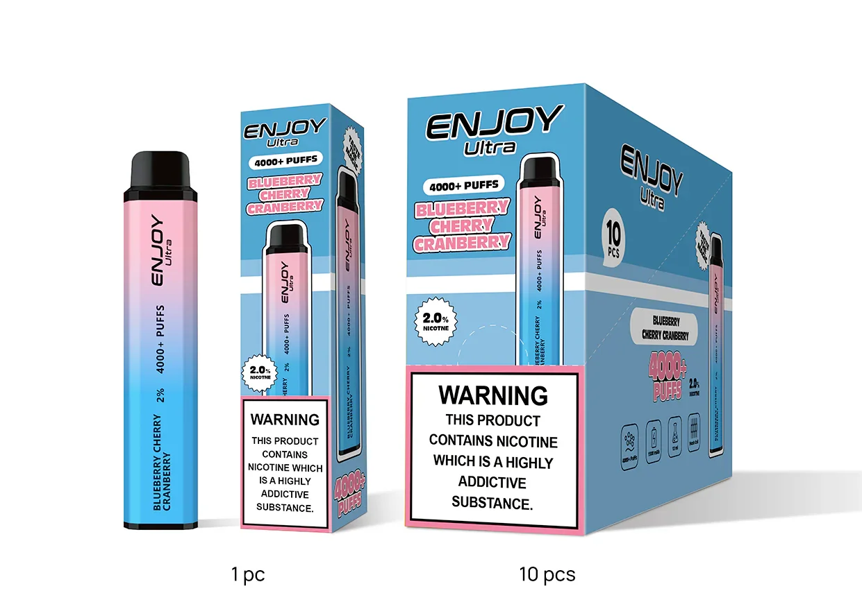 ENJOY Ultra Blueberry Cherry Cranberry disposable vape 4000 puffs in single and 10-pack boxes, UK vape wholesale.