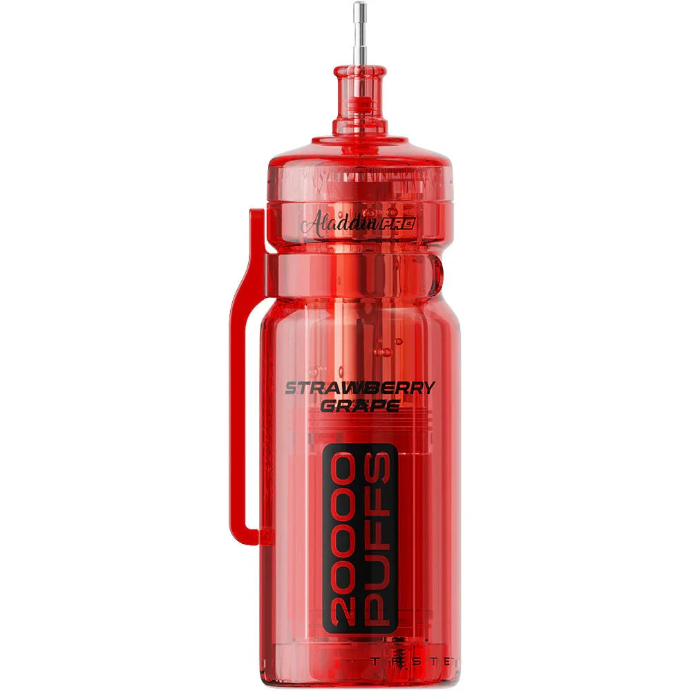 Aladdin Pro MAX 20k Strawberry Grape vape device, red transparent design, 20000 puffs, UK wholesale