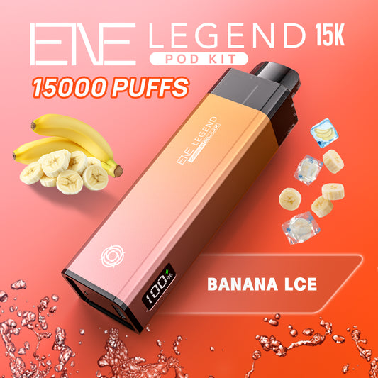 EVE Legend 15K pod kit with banana flavor on a vibrant background