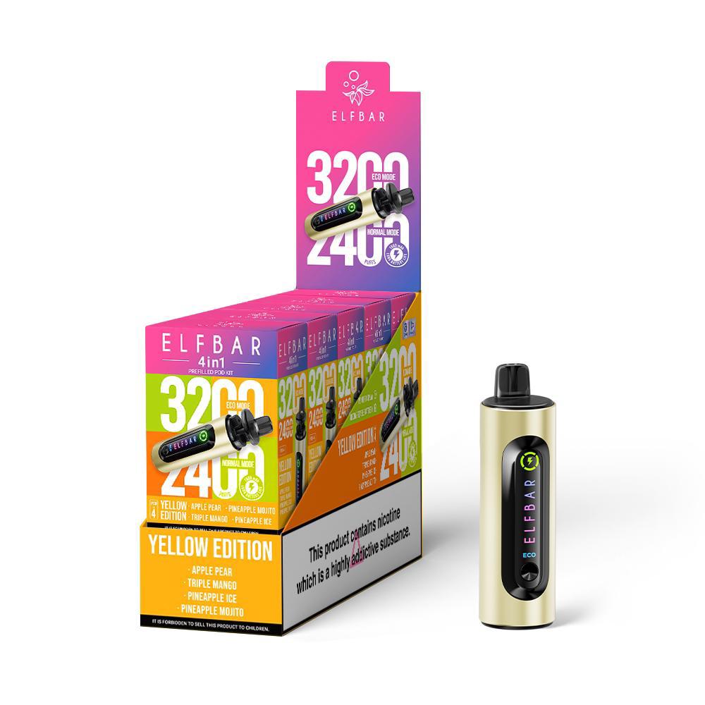ELF Bar 4-in-1 Disposable Vape – Dual Modes, Up to 3200 Puffs Yellow Edition