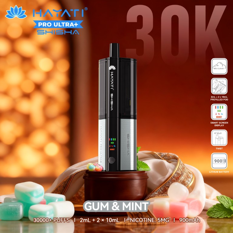 Hayati Pro Ultra+ Shisha 30K Puffs UK Dual-Flavour Vape Kit