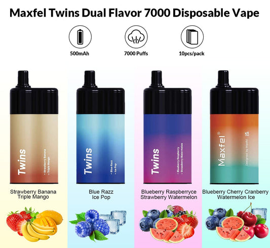 Maxfel Twins Dual Flavour 7000 Puffs Disposable Vape - vapeswholesale