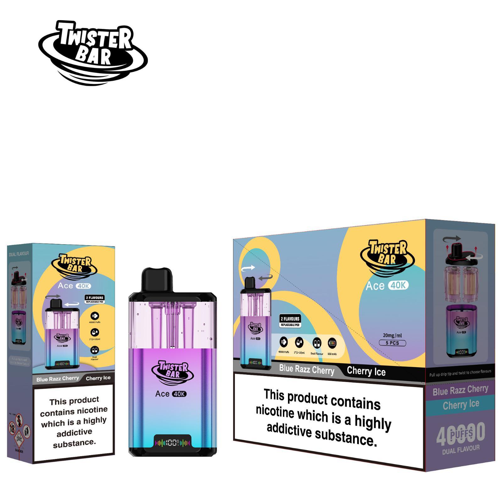 Twister Bar Ace 40K Vape Removable Battery & Dual Flavour Twister Bar Ace 40K Vape Removable Battery & Dual Flavour