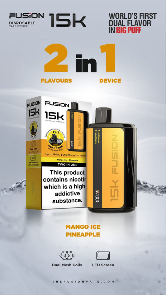 2 IN 1 FUSION 15K PUFFS DISPOSABLE VAPE POD KIT | Best Device | Best Price | UK - vapeswholesale