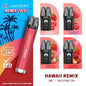 Hayati Remix 2400 vape kit with 4 pod flavors: strawberry raspberry ice, watermelon raspberry, strawberry hubba bubba, and strawberry bubblegum, branded for vapeswholesale UK.