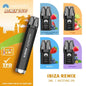 HAYATI Remix 2400 vape kit with four fruity e-liquid pod flavors, TPD compliant, Ibiza Remix edition.