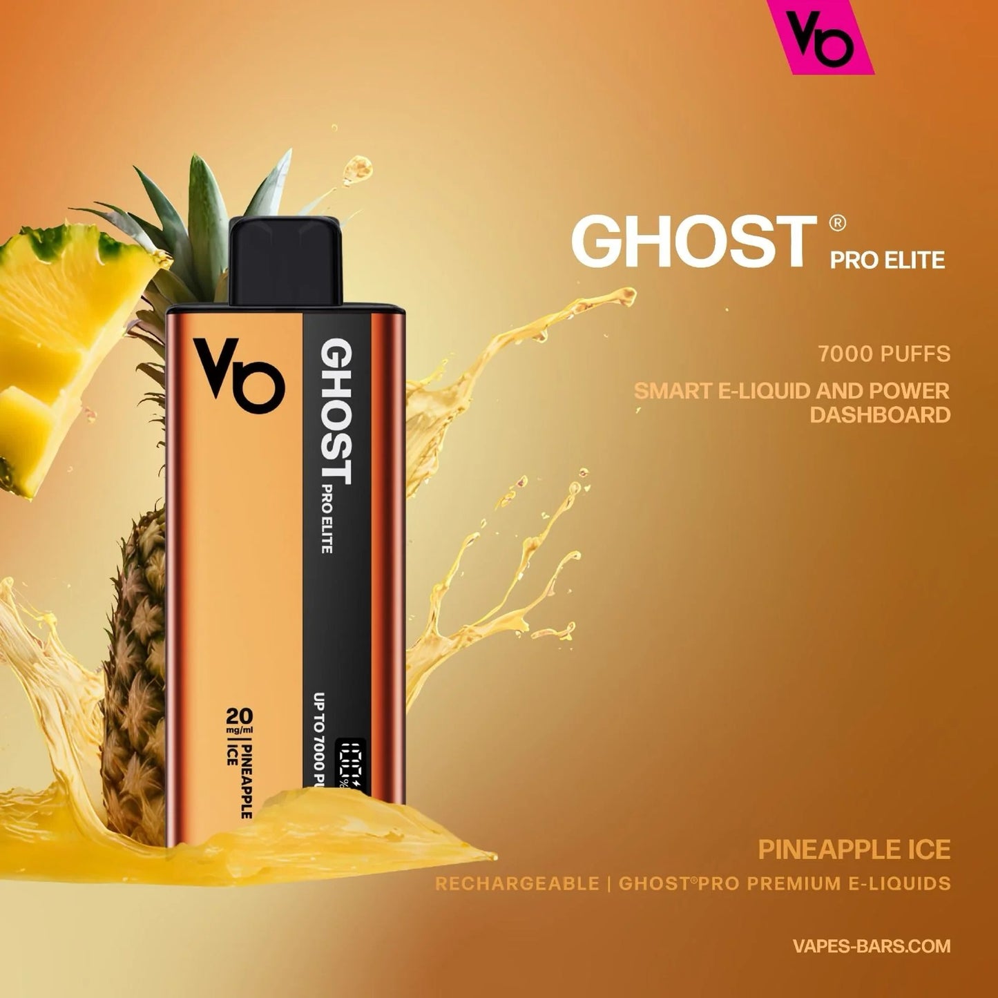Ghost Pro Elite vape device with pineapple ice flavor