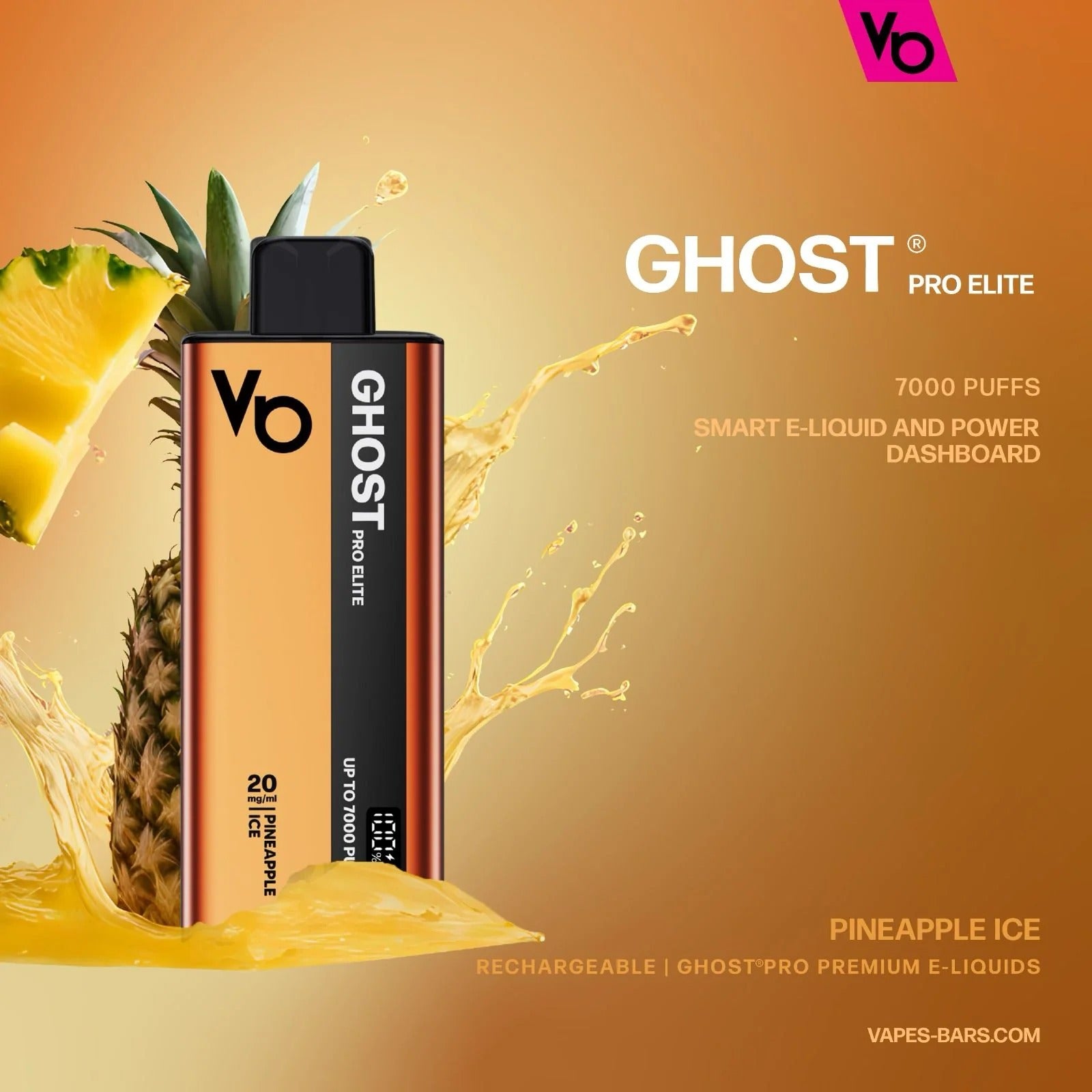 Ghost Pro Elite vape device with pineapple ice flavor