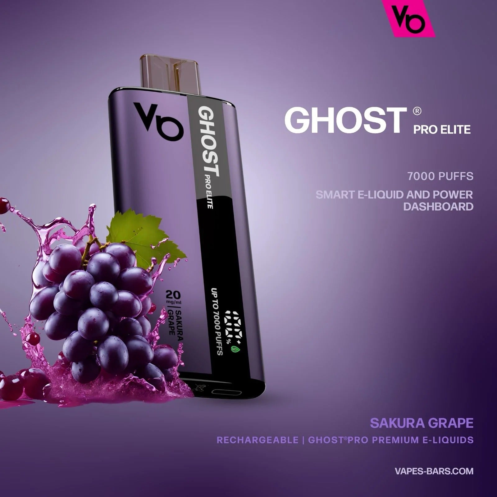 Ghost Pro Elite vape device with sakura grape flavor