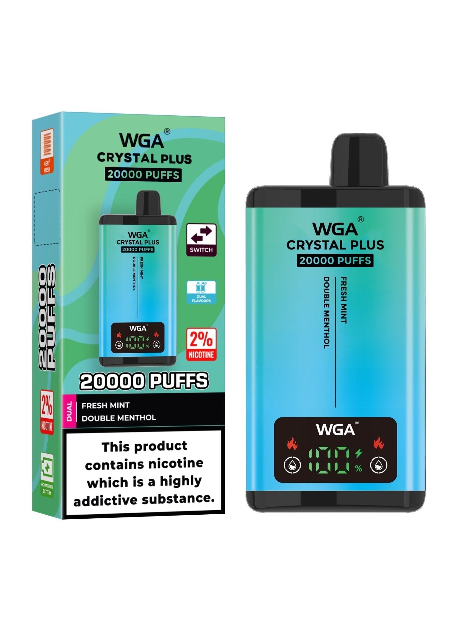 WGA Crystal Plus 20000 Puffs Disposable Vape | Best Price | UK | Vapes Wholesale - vapeswholesale