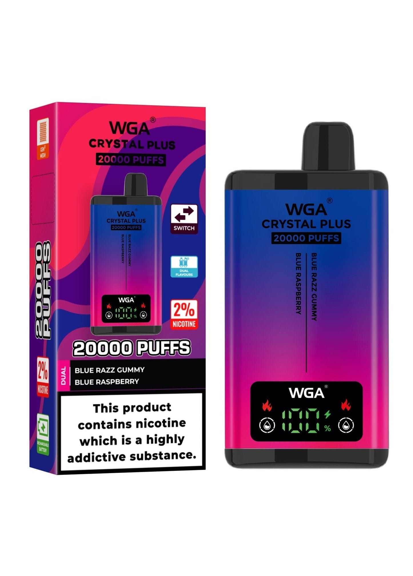 WGA Crystal Plus 20000 Puffs Disposable Vape | Best Price | UK | Vapes Wholesale - vapeswholesale