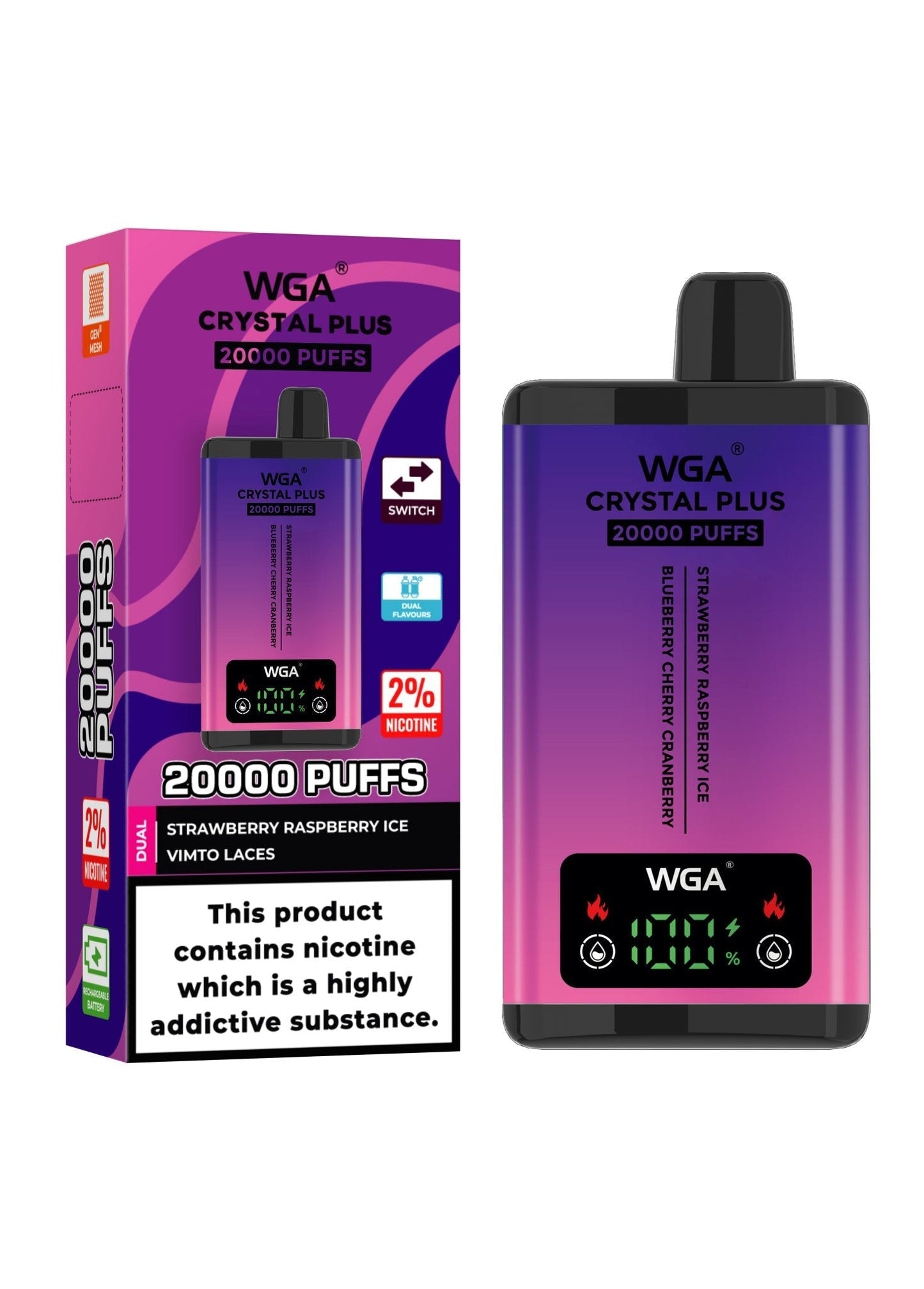 WGA Crystal Plus 20000 Puffs Disposable Vape | Best Price | UK | Vapes Wholesale - vapeswholesale