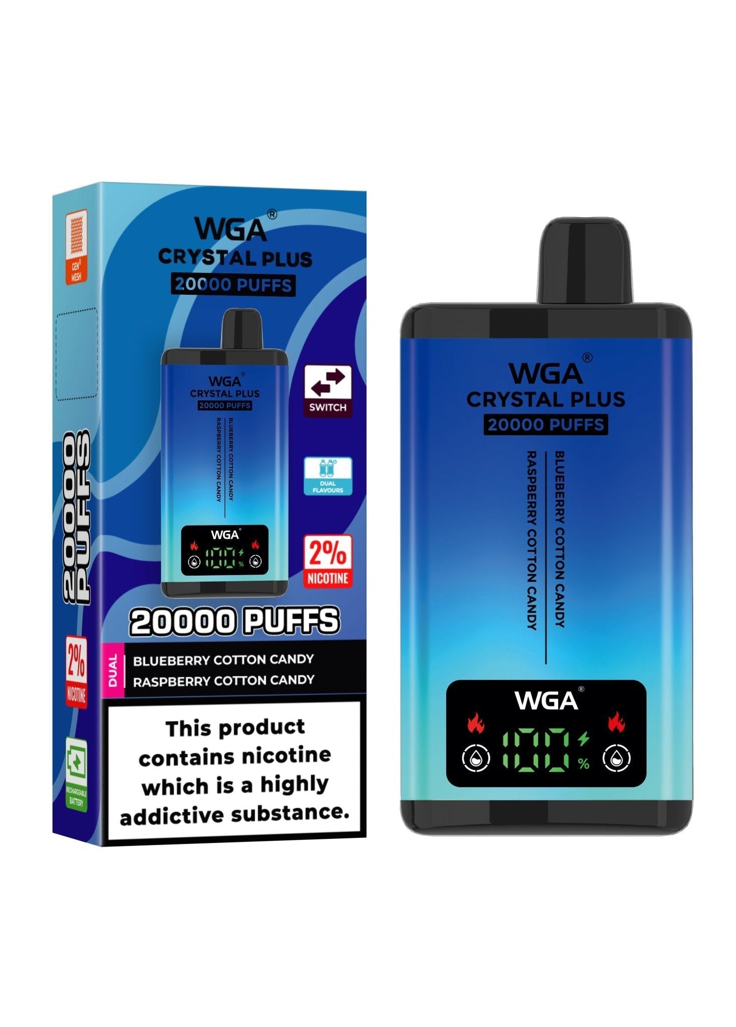 WGA Crystal Plus 20000 Puffs Disposable Vape | Best Price | UK | Vapes Wholesale - vapeswholesale