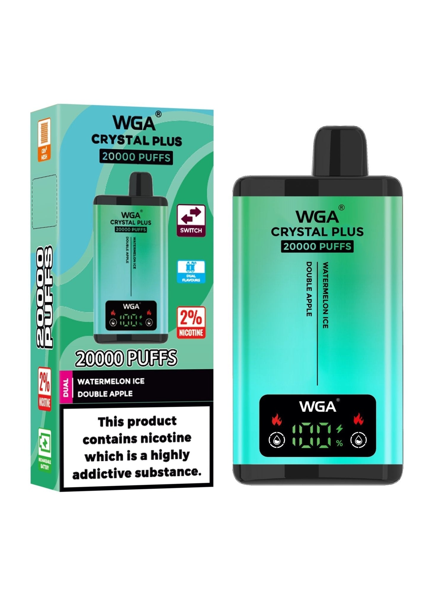 WGA Crystal Plus 20000 Puffs Disposable Vape | Best Price | UK | Vapes Wholesale - vapeswholesale