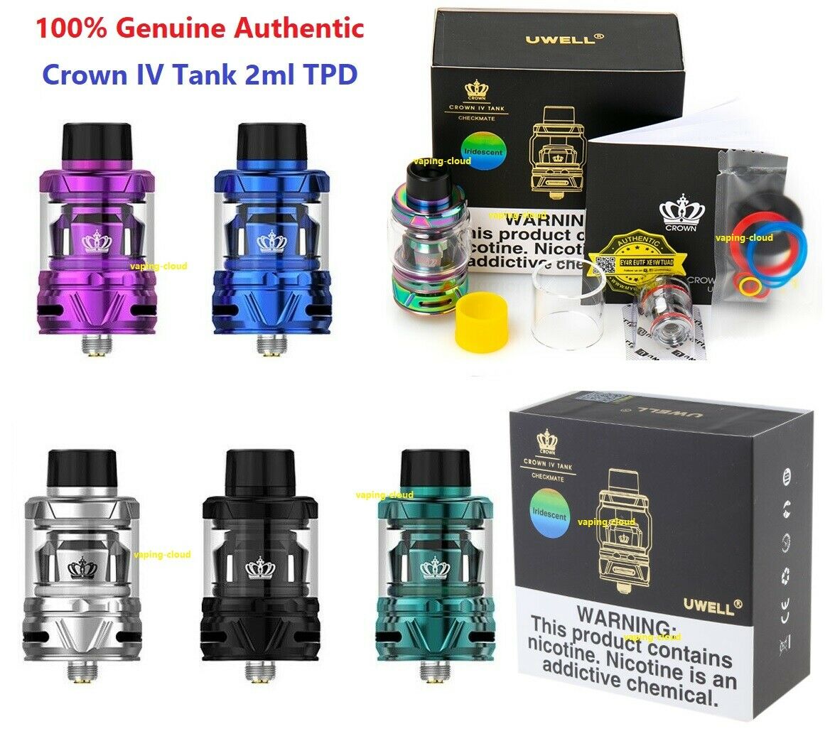 Uwell Crown IV Atomizer Vape Tank Top Fill 2ml E Cig UN2 Mesh Coil Glass Tube - vapeswholesale