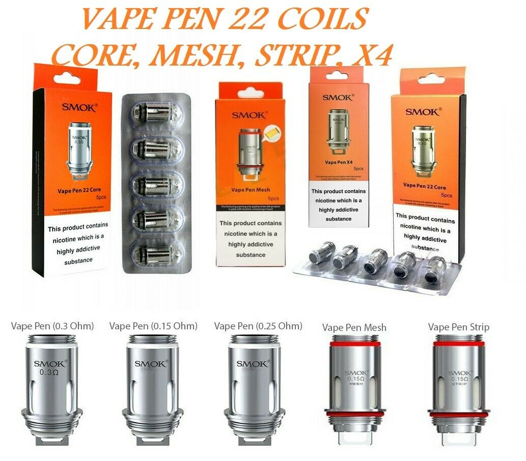 SMOK VAPE PEN 22 COILS 0.3ohm 0.15ohm 0.4ohm Mesh Strip X4 - vapeswholesale