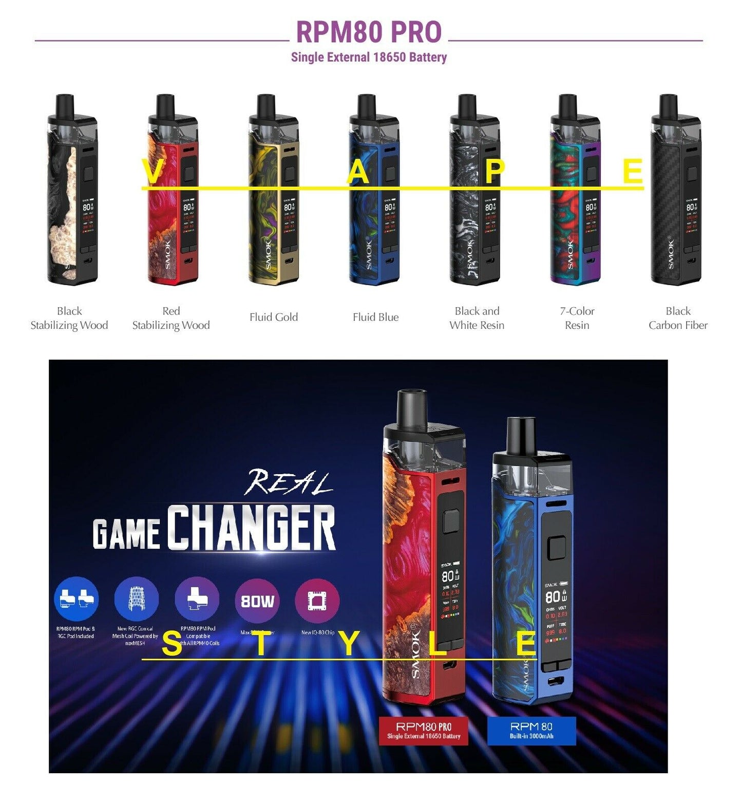 SMOK RPM80 Pro Pod System Vape Starter Kit Fast Dispatch - vapeswholesale