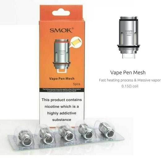 SMOK VAPE PEN 22 MESH 0.15OHM COILS FOR VAPE PEN 22 V2 - vapeswholesale