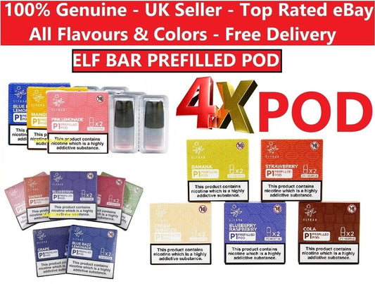 4x Pcs Pack Elf Bar Mate 500 Pre-Filled Pods All Flavours 20mg And Devices - vapeswholesale